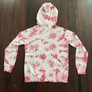 Vince Camuto Pink and White Knit Hoodie